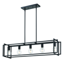 Golden 6070-LP BLK-BLK - Golden Lighting Tribeca 5-light Island Light in Matte Black